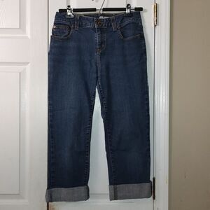 DKNY SOHO Cropped cuffed jean denim capris Sz 10   measurements in post